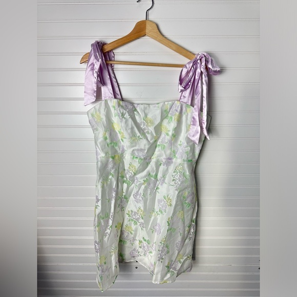 Lulus Sweeten the Day Cream Floral Burnout Tie-Strap Mini Dress - Picture 7 of 9